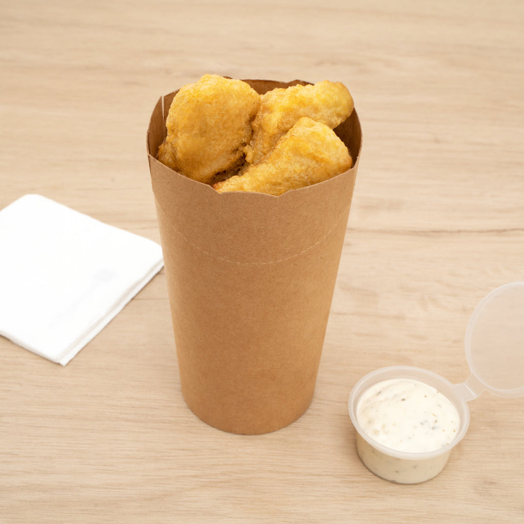 Bio Tek 20 oz Round Kraft Paper To Go Fry Cup - 3 1/4" x 3 1/4" x 5" - 100 count box