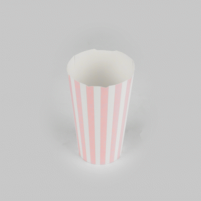 Bio Tek 20 oz Round Pink and White Stripe Paper To Go Fry Cup - 3 1/4" x 3 1/4" x 5" - 100 count box