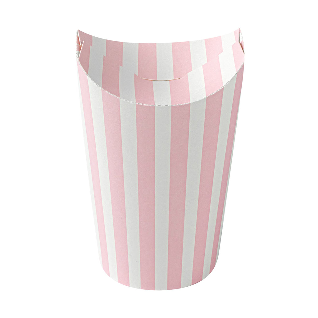 Bio Tek 20 oz Round Pink and White Stripe Paper To Go Fry Cup - 3 1/4" x 3 1/4" x 5" - 100 count box
