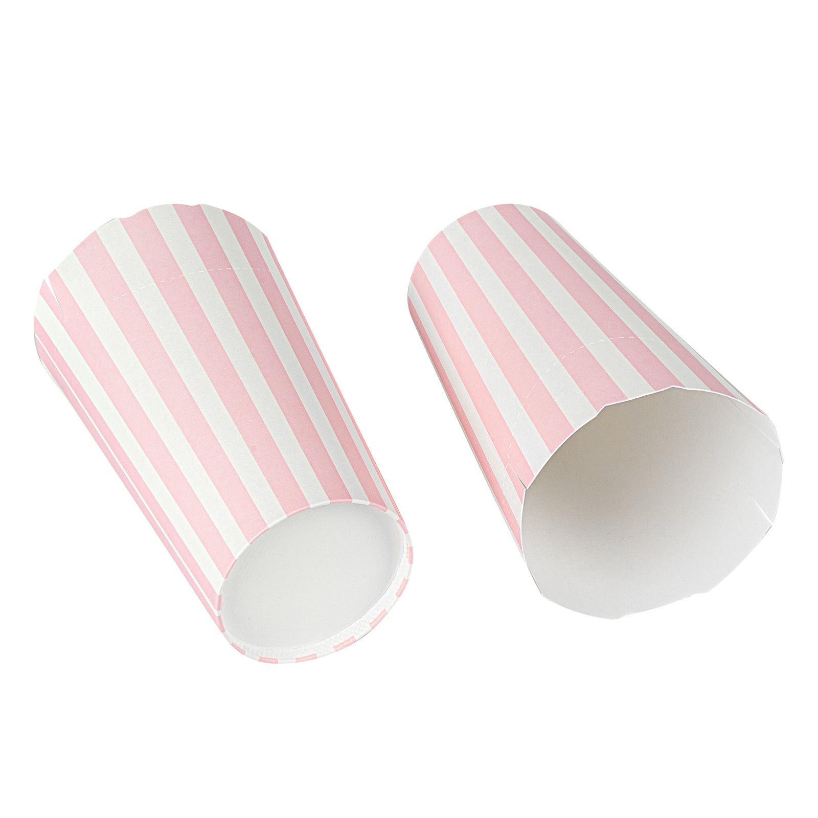 Bio Tek 20 oz Round Pink and White Stripe Paper To Go Fry Cup - 3 1/4" x 3 1/4" x 5" - 100 count box