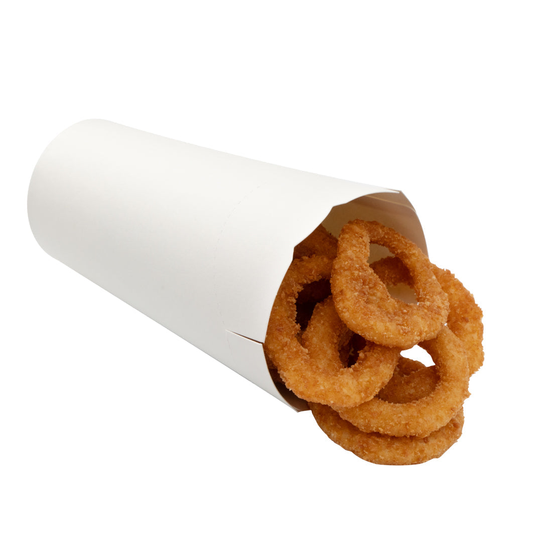Bio Tek 20 oz Round White Paper To Go Fry Cup - 3 1/4" x 3 1/4" x 5" - 100 count box
