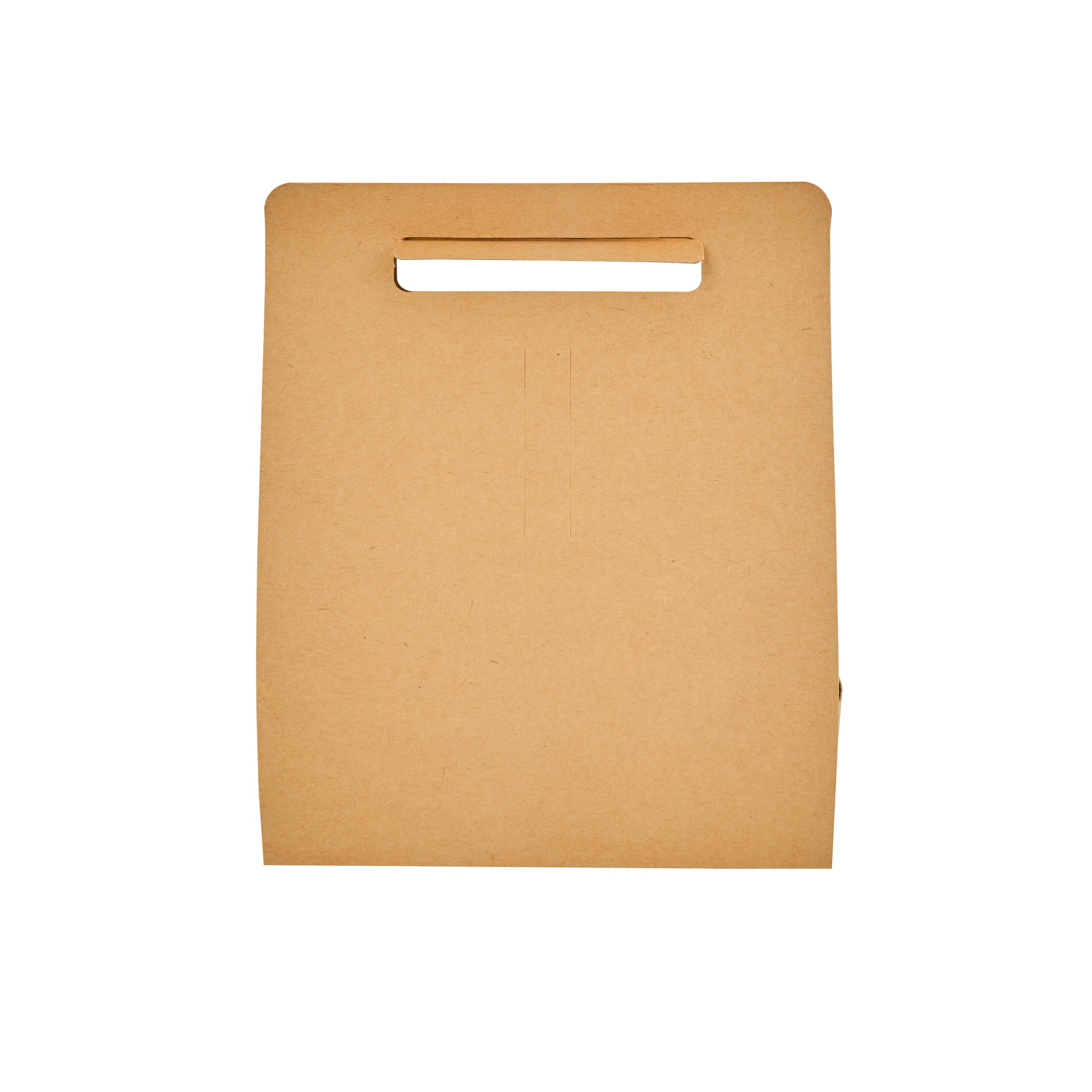 Bio Tek Kraft Paper To Go Lunch / Drink Carrier - with Handle - 8 3/4" x 4 1/4" x 8" - 100 count box