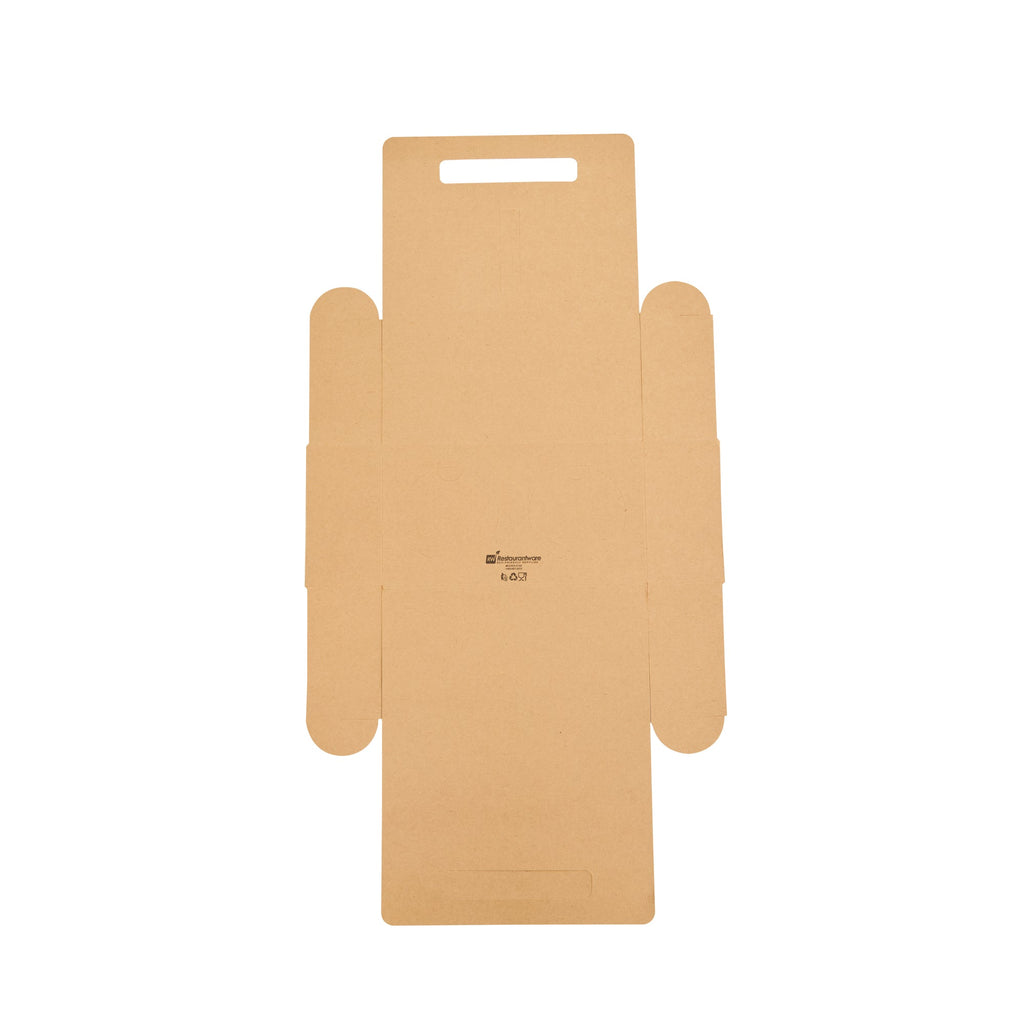 Bio Tek Kraft Paper To Go Lunch / Drink Carrier - with Handle - 8 3/4" x 4 1/4" x 8" - 100 count box