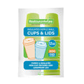 Restpresso 12 oz Eco Green Paper Ripple Wall Coffee Cup - with White Lid - 3 1/2" x 3 1/2" x 5" - 200 count box