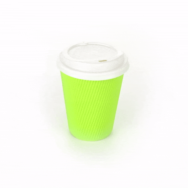 Restpresso 12 oz Eco Green Paper Ripple Wall Coffee Cup - with White Lid - 3 1/2" x 3 1/2" x 5" - 200 count box