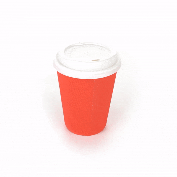 Restpresso 12 oz Tangerine Orange Paper Ripple Wall Coffee Cup - with White Lid - 3 1/2" x 3 1/2" x 5" - 200 count box