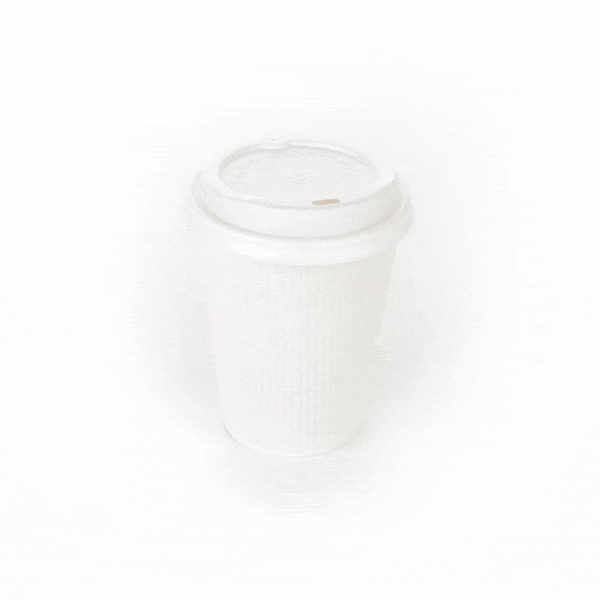 Restpresso 12 oz White Paper Ripple Wall Coffee Cup - with White Lid - 3 1/2" x 3 1/2" x 5" - 20 count box