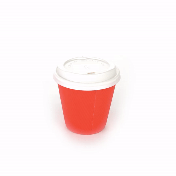 Restpresso 8 oz Tangerine Orange Paper Ripple Wall Coffee Cup - with White Lid - 3 1/2" x 3 1/2" x 4" - 400 count box