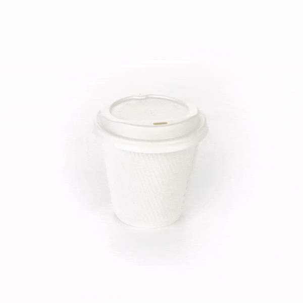 Restpresso 8 oz White Paper Ripple Wall Coffee Cup - with White Lid - 3 1/2" x 3 1/2" x 4" - 400 count box