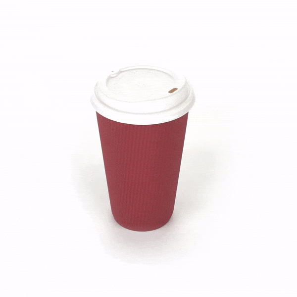 Restpresso 16 oz Crimson Paper Ripple Wall Coffee Cup - with White Lid - 3 1/2" x 3 1/2" x 6 1/4" - 200 count box