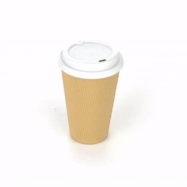 Restpresso 16 oz Kraft Paper Ripple Wall Coffee Cup - with White Lid - 3 1/2" x 3 1/2" x 6 1/4" - 200 count box