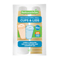 Restpresso 16 oz Light Yellow Paper Ripple Wall Coffee Cup - with White Lid - 3 1/2" x 3 1/2" x 6 1/4" - 20 count box