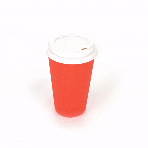 Restpresso 16 oz Tangerine Orange Paper Ripple Wall Coffee Cup - with White Lid - 3 1/2" x 3 1/2" x 6 1/4" - 200 count box