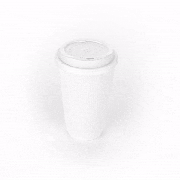Restpresso 16 oz White Paper Ripple Wall Coffee Cup - with White Lid - 3 1/2" x 3 1/2" x 6 1/4" - 20 count box