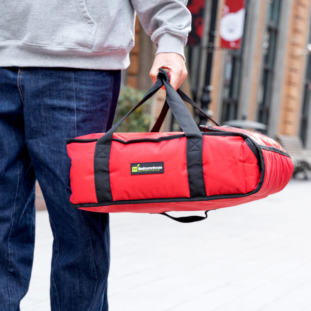 Delivery Tek Red Pizza Bag - Holds 2-16" or 3-14", Insulated - 16 1/2" x 18" x 6 1/2" - 1 count box