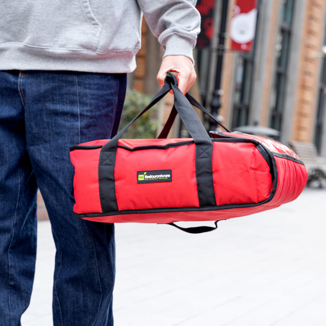 Delivery Tek Red Pizza Bag - Holds 2-16" or 3-14", Insulated - 16 1/2" x 18" x 6 1/2" - 1 count box