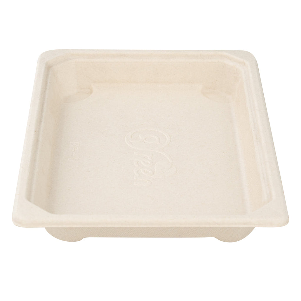 Pulp Tek Rectangle Natural Sugarcane / Bagasse Small Sushi Tray - 6 1/2" x 4 1/2" x 3/4" - 100 count box