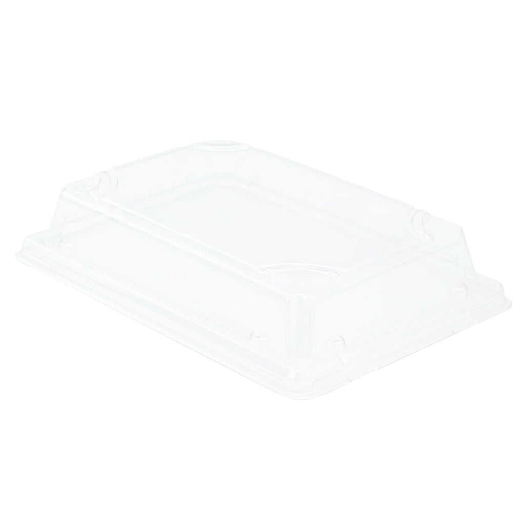 Pulp Tek Rectangle Clear Plastic Lid - Fits Small Sushi Tray - 6 1/2" x 4 1/2" x 1 1/4" - 100 count box