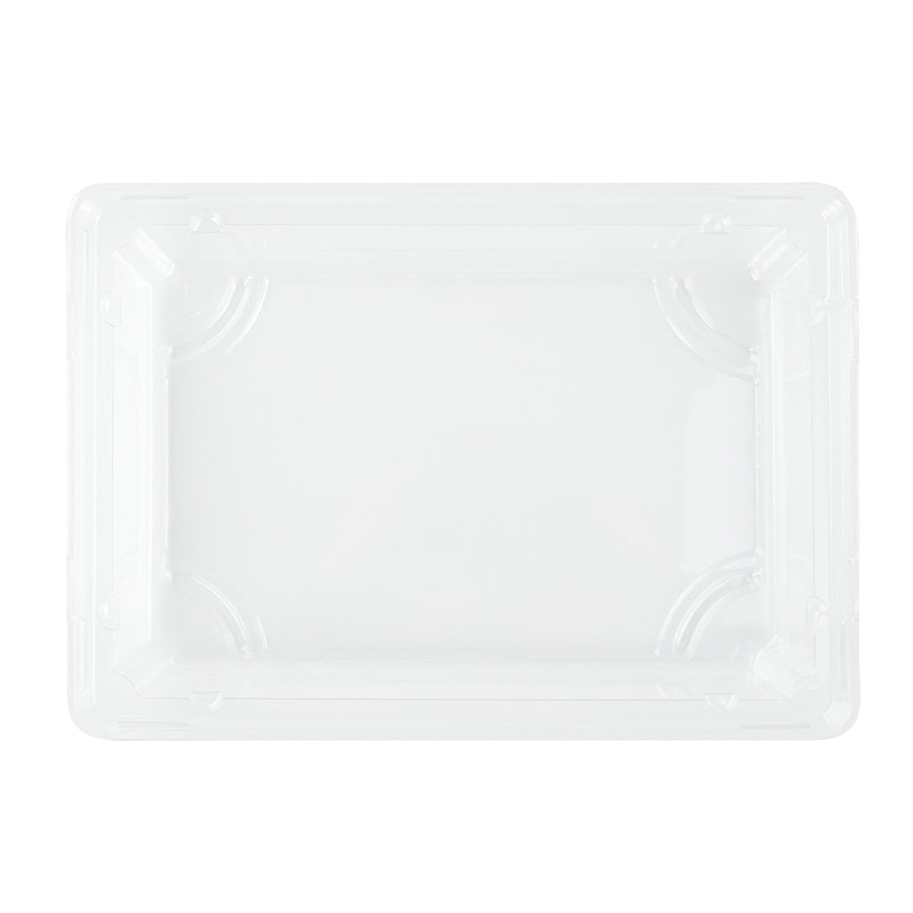 Pulp Tek Rectangle Clear Plastic Lid - Fits Small Sushi Tray - 6 1/2" x 4 1/2" x 1 1/4" - 100 count box