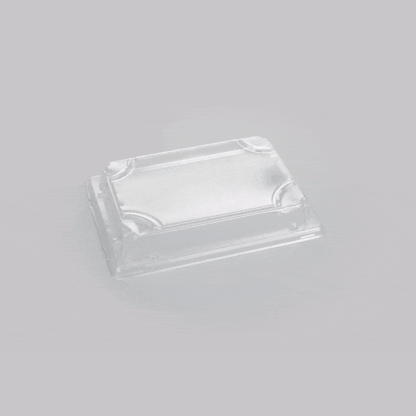 Pulp Tek Rectangle Clear Plastic Lid - Fits Medium Sushi Tray - 7 1/4" x 5" x 1 1/4" - 100 count box