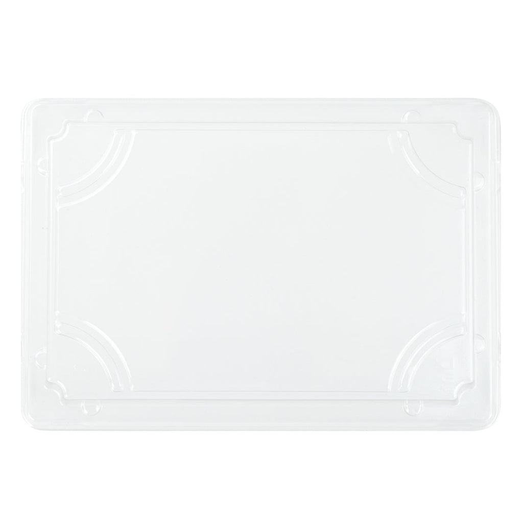 Pulp Tek Rectangle Clear Plastic Lid - Fits Medium Sushi Tray - 7 1/4" x 5" x 1 1/4" - 100 count box