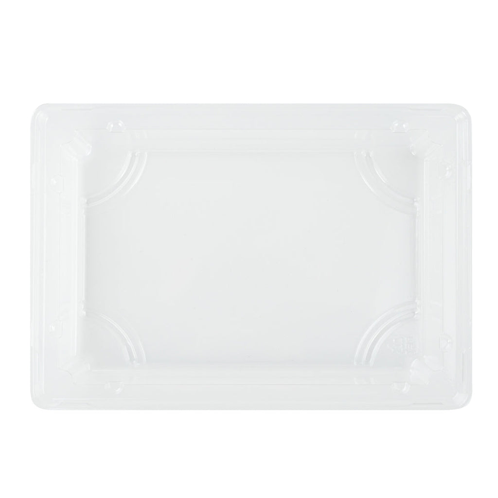 Pulp Tek Rectangle Clear Plastic Lid - Fits Medium Sushi Tray - 7 1/4" x 5" x 1 1/4" - 100 count box