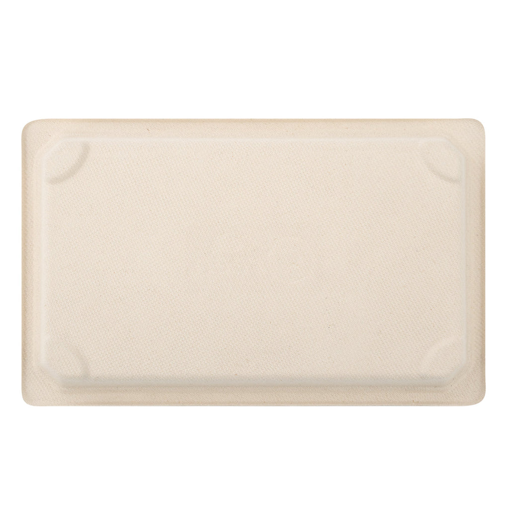 Pulp Tek Rectangle Natural Sugarcane / Bagasse Large Sushi Tray - 8 1/2" x 5 1/4" x 3/4" - 100 count box