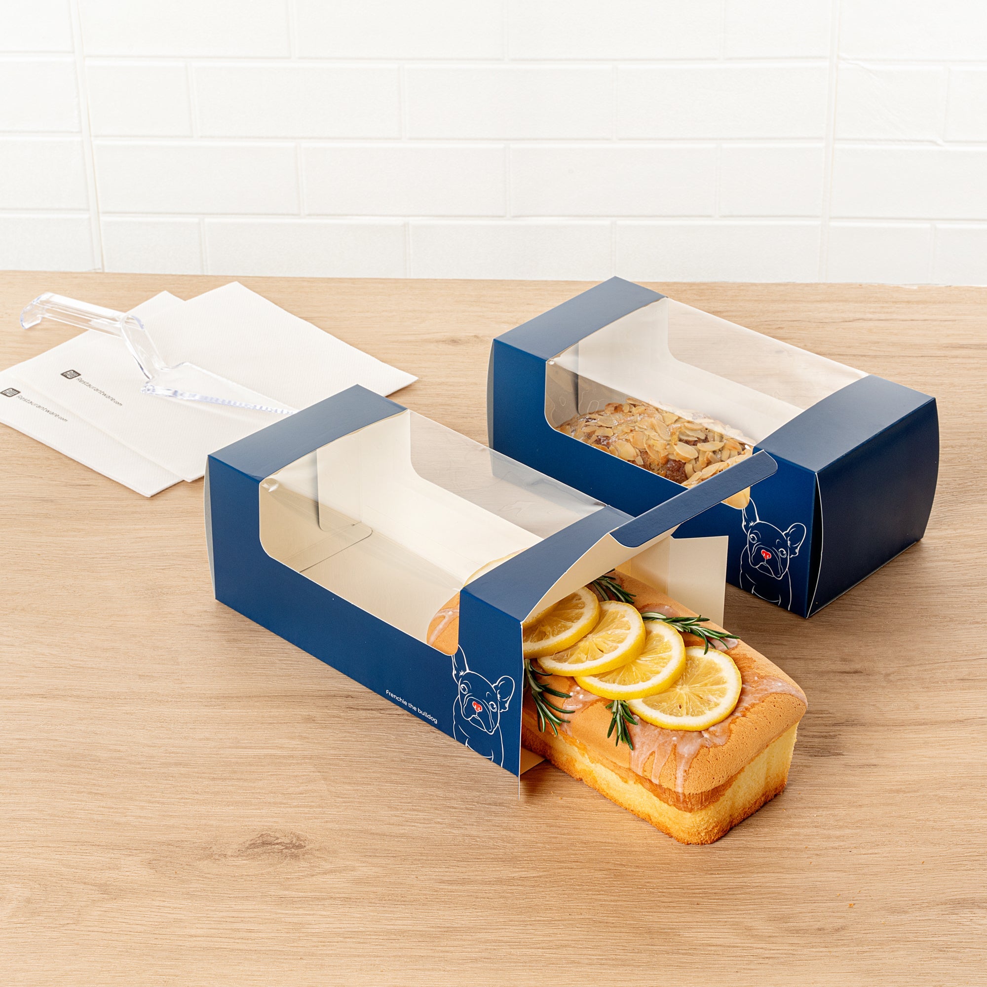 Pastry Tek Frenchie Paper Pastry / Cake Box - with Window - 9 3/4" x 4 3/4" x 4" - 100 count box