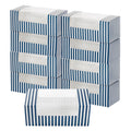 Pastry Tek Blue and White Stripe Paper Pastry / Cake Box - with Window - 9 3/4" x 4 3/4" x 4" - 100 count box