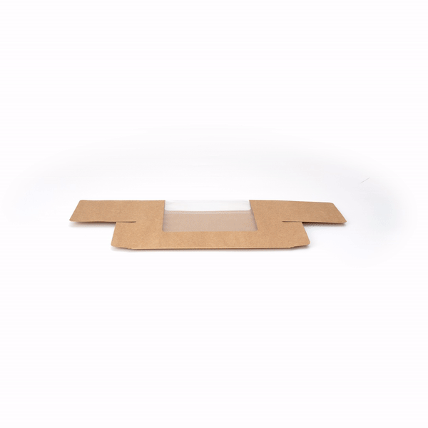 Pastry Tek Kraft Paper Pastry / Cake Box - with Window - 9 3/4" x 4 3/4" x 4" - 100 count box