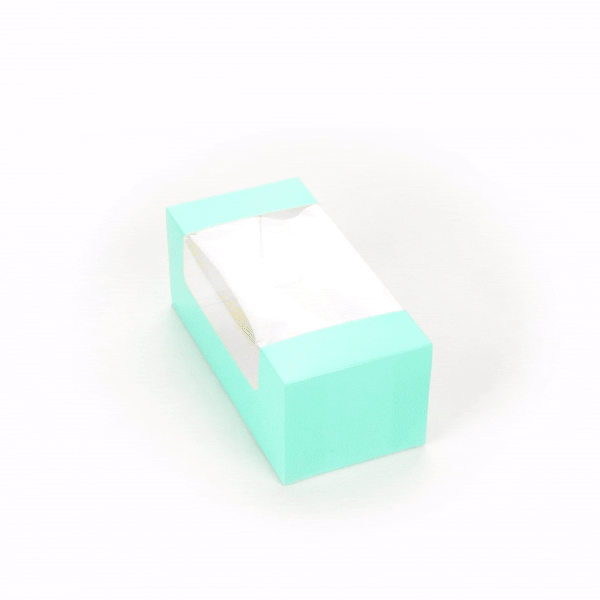 Pastry Tek Turquoise Paper Pastry / Cake Box - with Window - 9 3/4" x 4 3/4" x 4" - 100 count box