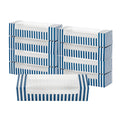 Pastry Tek Blue and White Stripe Paper Pastry / Cake Box - with Window - 9 3/4" x 3 1/4" x 2 1/4" - 100 count box