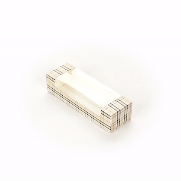 Pastry Tek Plaid Paper Pastry / Cake Box - with Window - 9 3/4" x 3 1/4" x 2 1/4" - 100 count box