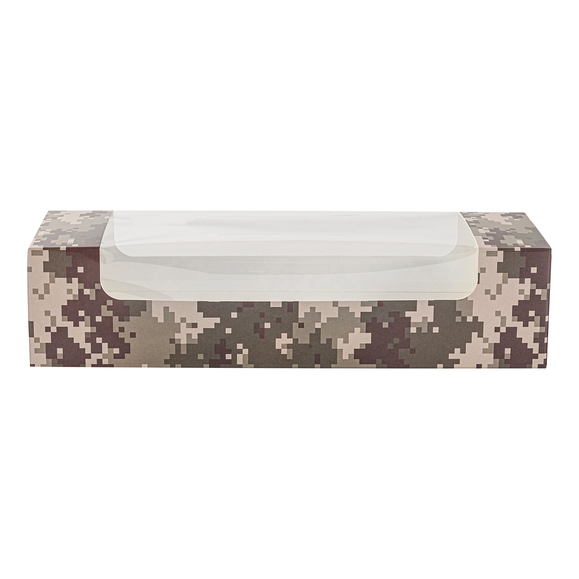 Pastry Tek Camouflage Paper Pastry / Cake Box - with Window - 9 3/4" x 3 1/4" x 2 1/4" - 100 count box