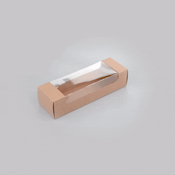 Pastry Tek Kraft Paper Pastry / Cake Box - with Window - 9 3/4" x 3 1/4" x 2 1/4" - 100 count box