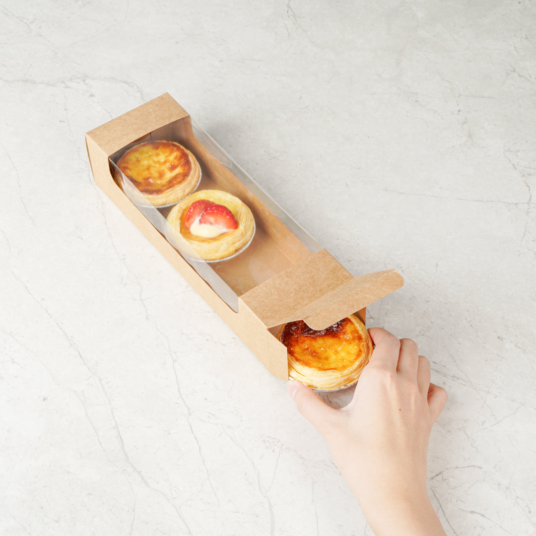 Pastry Tek Kraft Paper Pastry / Cake Box - with Window - 9 3/4" x 3 1/4" x 2 1/4" - 100 count box