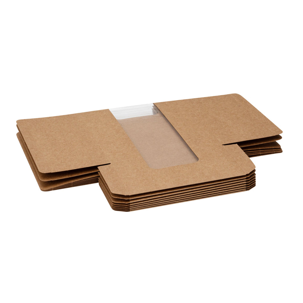 Pastry Tek Kraft Paper Pastry / Cake Box - with Window - 7 3/4" x 4 3/4" x 2 1/4" - 100 count box