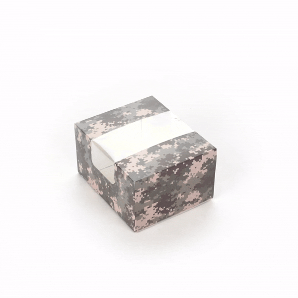 Pastry Tek Camouflage Paper Pastry / Cake Box - with Window - 7" x 6" x 4" - 100 count box