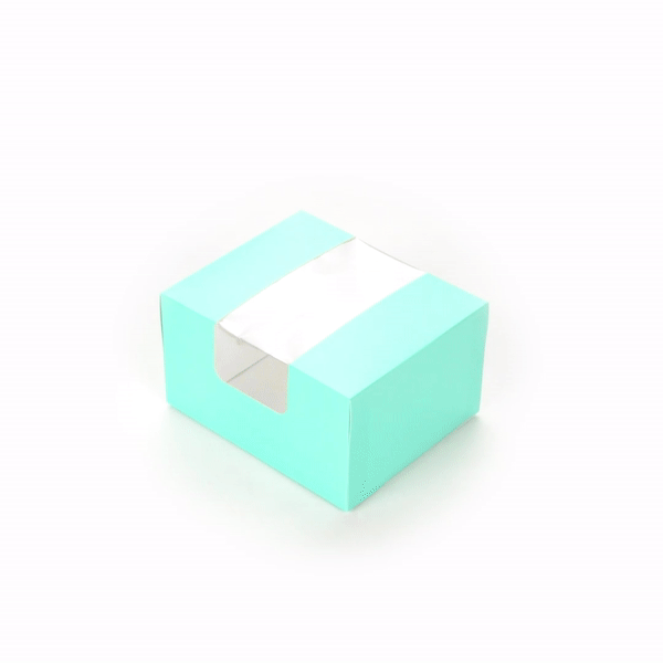 Pastry Tek Turquoise Paper Pastry / Cake Box - with Window - 7" x 6" x 4" - 100 count box