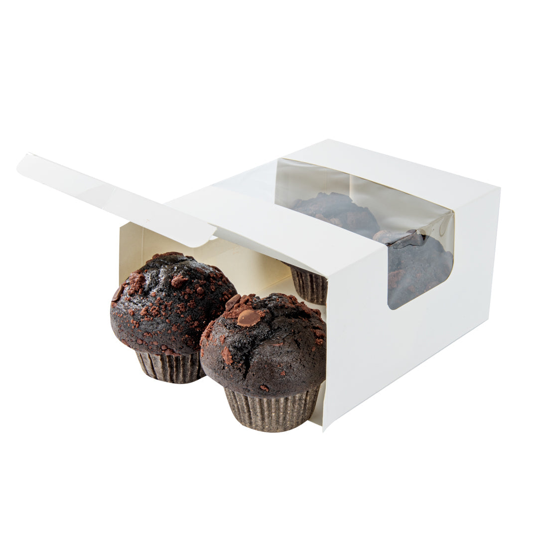 Pastry Tek White Paper Pastry / Cake Box - with Window - 7" x 6" x 4" - 100 count box