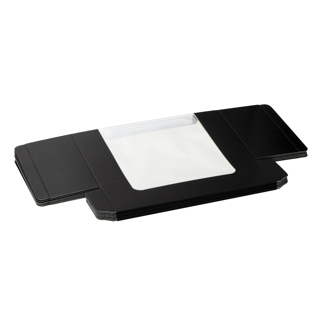 Pastry Tek Black Paper Pastry / Cake Box - with Window - 6 1/4" x 6 1/4" x 3 1/4" - 100 count box