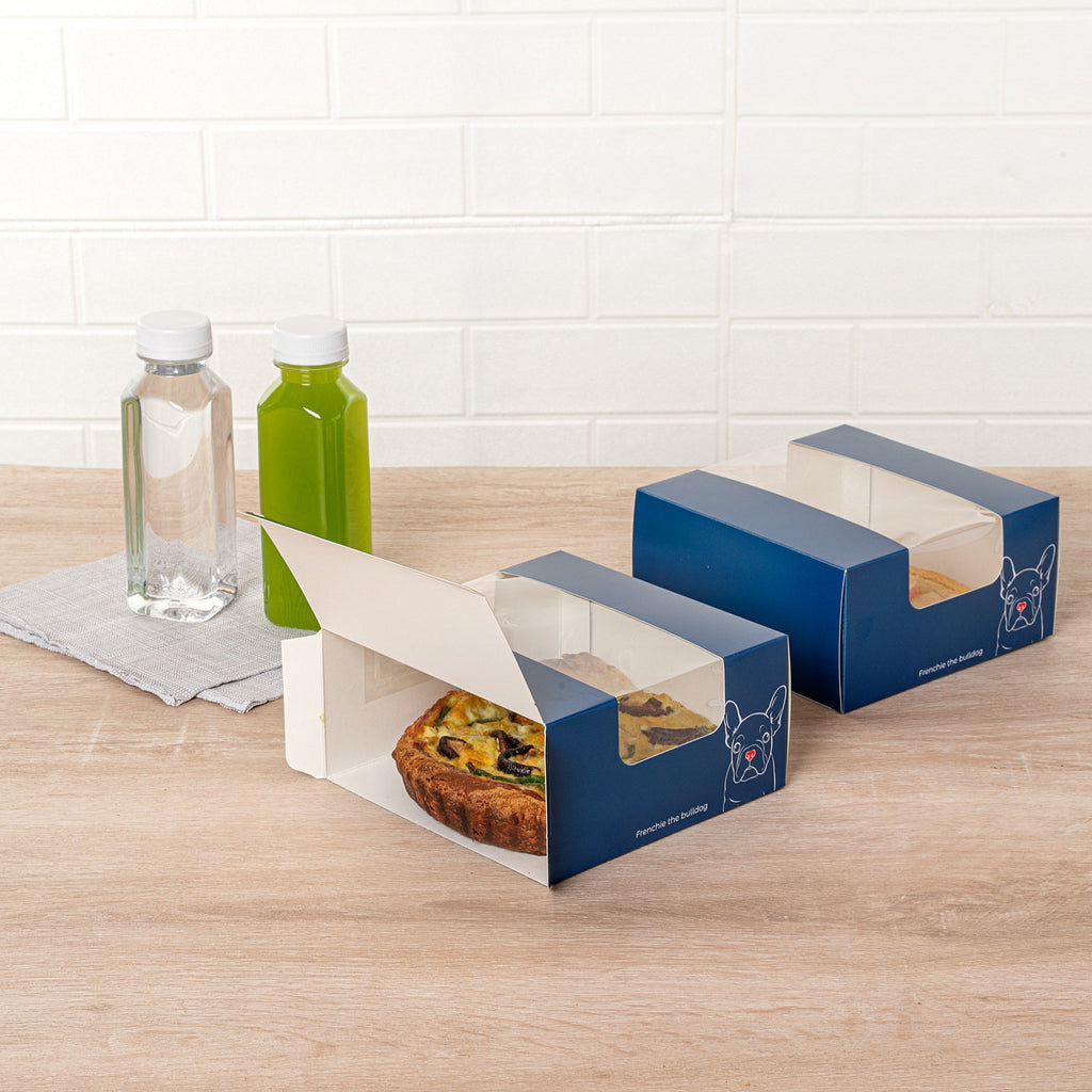 Pastry Tek Frenchie Paper Pastry / Cake Box - with Window - 6 1/4" x 6 1/4" x 3 1/4" - 100 count box