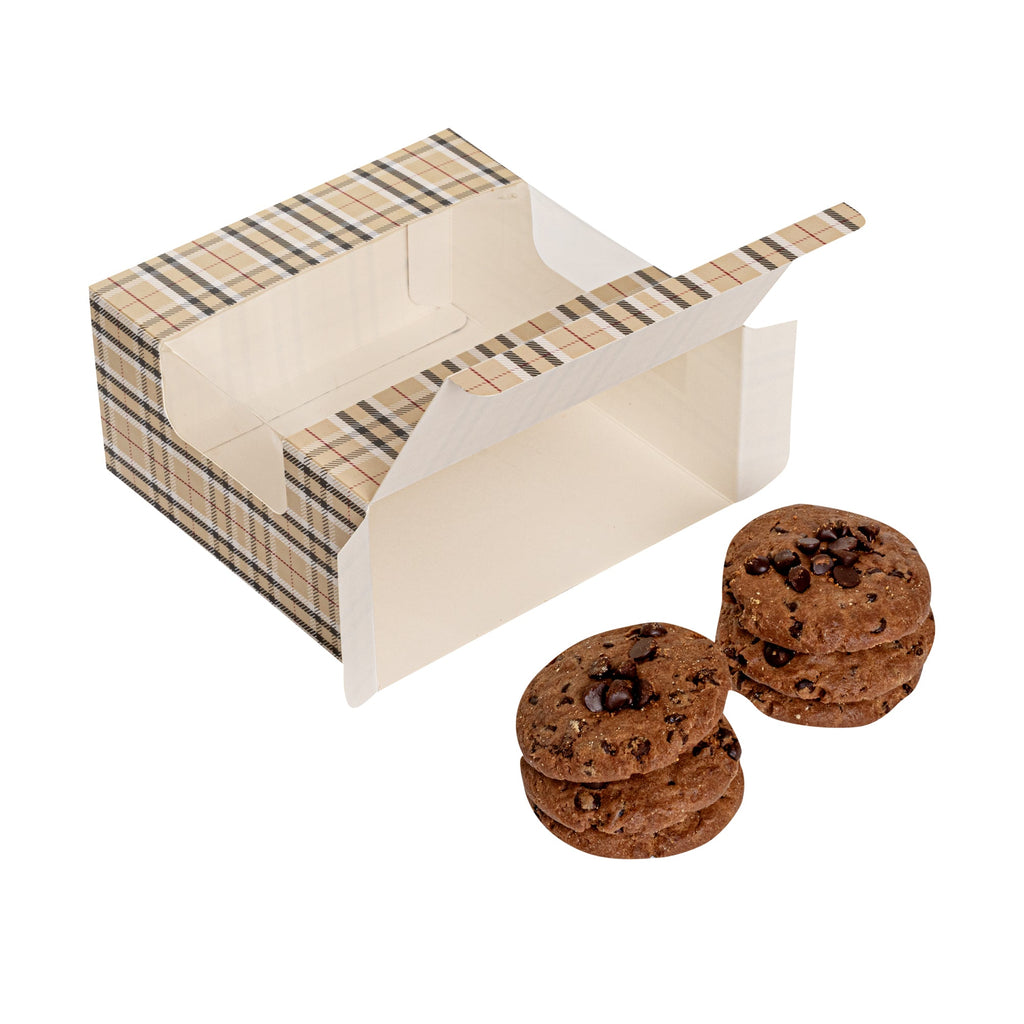 Pastry Tek Plaid Paper Pastry / Cake Box - with Window - 6 1/4" x 6 1/4" x 3 1/4" - 100 count box