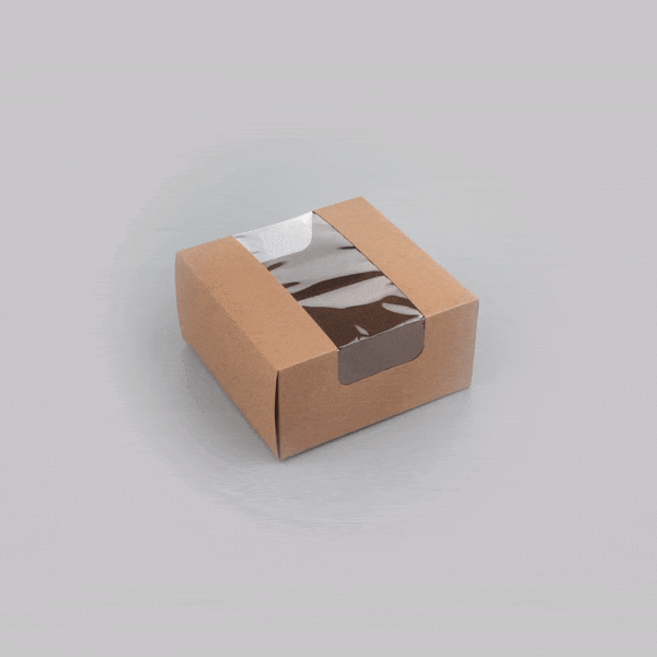 Pastry Tek Kraft Paper Pastry / Cake Box - with Window - 6 1/4" x 6 1/4" x 3 1/4" - 100 count box