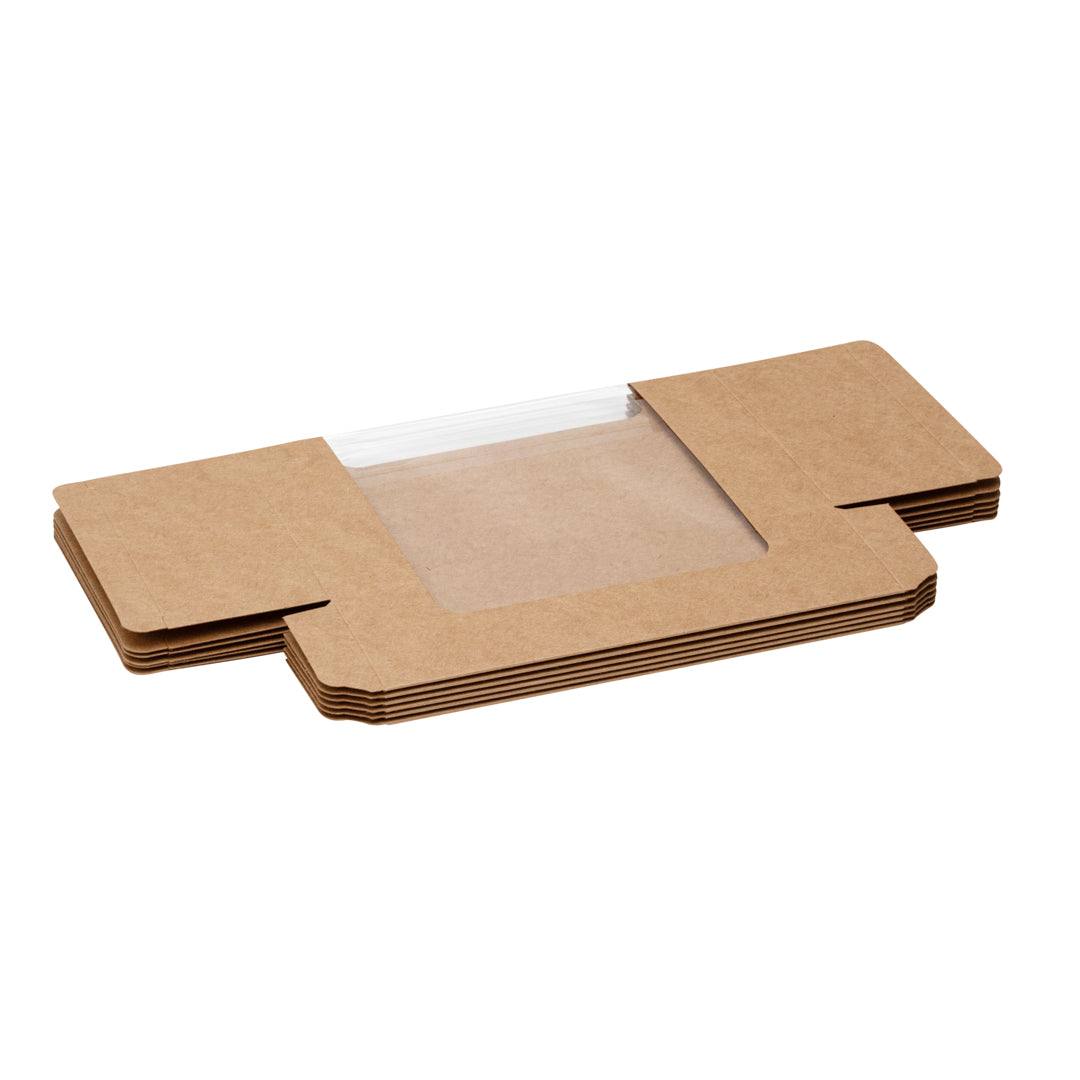 Pastry Tek Kraft Paper Pastry / Cake Box - with Window - 6 1/4" x 6 1/4" x 3 1/4" - 100 count box