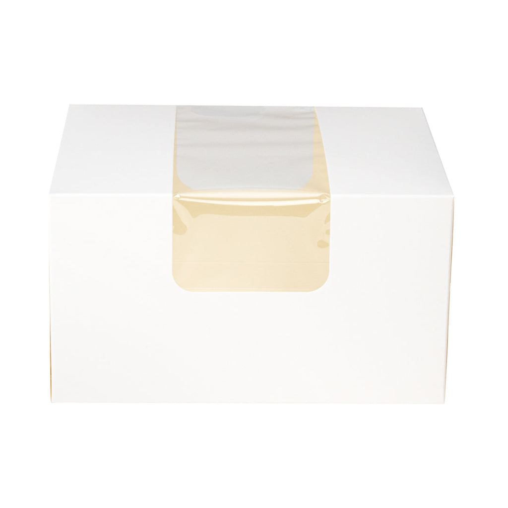 Pastry Tek White Paper Pastry / Cake Box - with Window - 6 1/4" x 6 1/4" x 3 1/4" - 100 count box