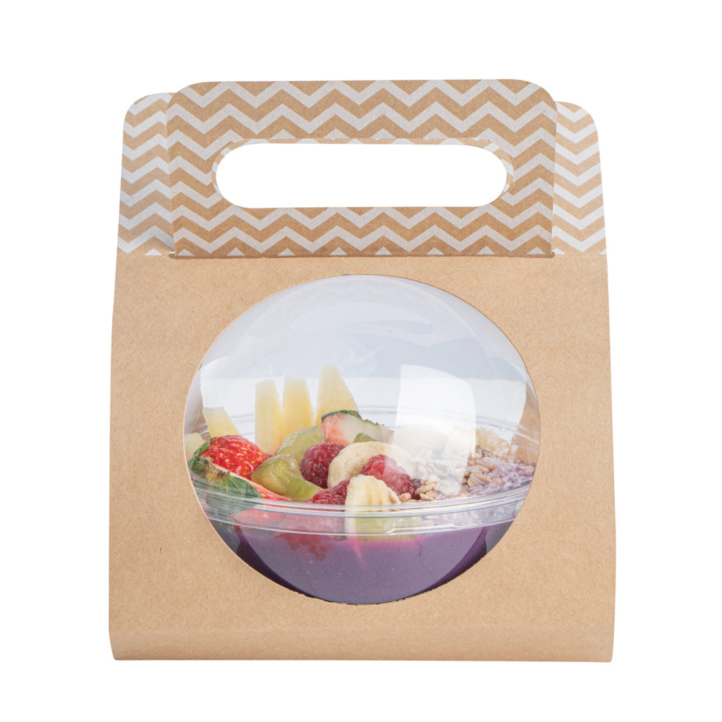 Thermo Tek Kraft Paper Sphere Salad Container Carrier - Fits 12 oz - 50 count box