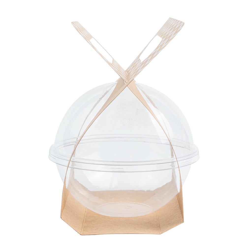 Thermo Tek Kraft Paper Sphere Salad Container Carrier - Fits 12 oz - 50 count box