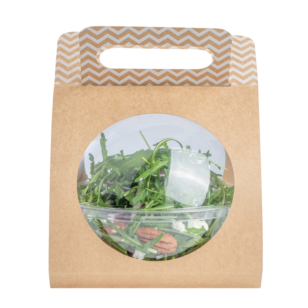 Thermo Tek Kraft Paper Sphere Salad Container Carrier - Fits 28 oz - 50 count box