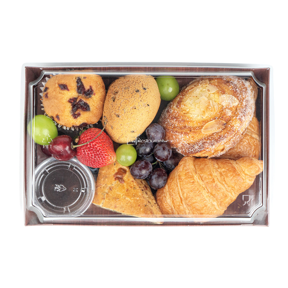 Matsuri Vision Rectangle Wood Grain Paper Large Sushi Tray - 9" x 6" x 1 1/2" - 100 count box